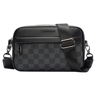 Cavid Kevin欧美潮流格子邮差斜挎包男士包小胸包单肩包手机腰包