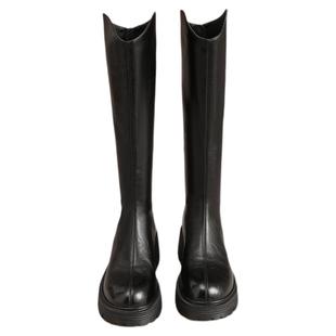 星期六白色长靴女2025新款冬后拉链高筒靴子厚底显瘦不过膝长筒靴