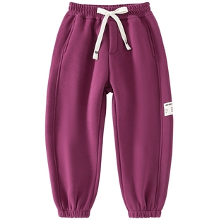 女童加绒裤子2026秋冬新款童装女孩一体绒卫裤洋气儿童休闲运动裤