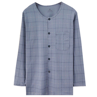 纯棉睡衣上衣单件男士加肥大码全棉夏季薄款对襟汗衫防蚊空调开衫