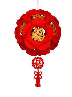 春节大红灯笼无纺布灯笼挂饰福字