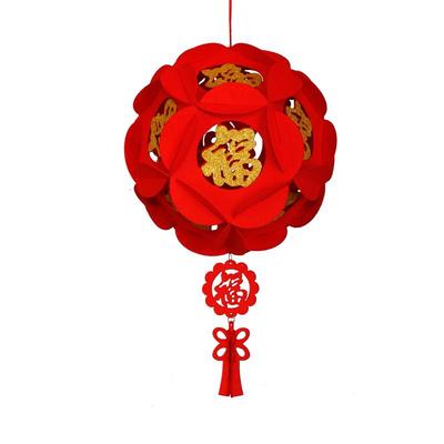 春节大红灯笼无纺布灯笼挂饰福字