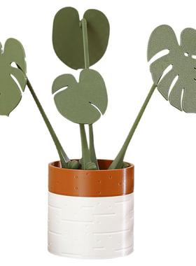 高级感龟背竹隔热垫杯垫创意餐桌摆件仿真绿植植物盆栽磁吸防烫垫