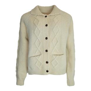 酒午自制【和暖】法式复古单排扣翻领全羊毛针织开衫外套毛衣女冬