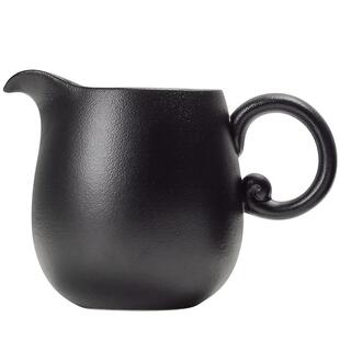 黑陶描金公道杯陶瓷功夫茶道零配件家用茶海分茶器带把简约分茶杯