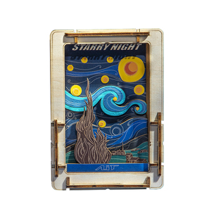梵高星空DIY木拼图AITCARD笔筒