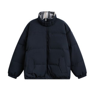 90白鸭绒羽绒服男款冬季2025新款立领外套宽松大码加厚高品质藏青