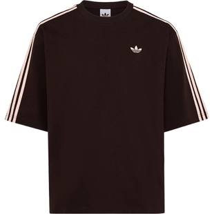 滔搏adidas阿迪达斯三叶草男子三条纹舒适运动休闲短袖T恤KG6333