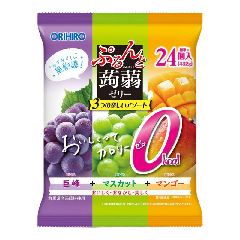 ORIHIRO香港进口0Kcal零卡路里蒟蒻啫喱日本巨峰+青提+芒果432g版
