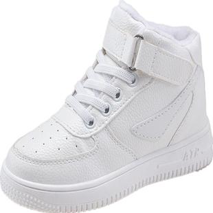 儿童运动鞋2025新款女童秋冬鞋二棉男童白色棉鞋中大童高帮鞋加绒