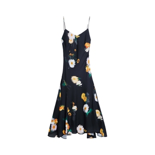 Desigual26春夏新品花朵印花V领吊带大摆连衣裙