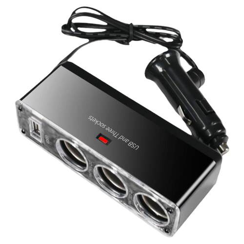 点烟器一拖三车载电源分配器点火汽车转换头通用USB充电多功能