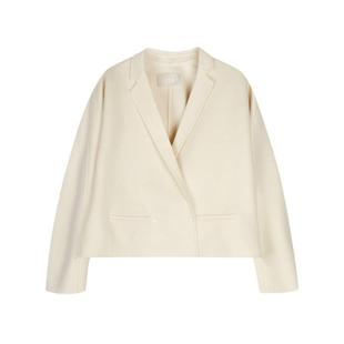 LESS秋冬绵羊毛外套女短款西装式领呢大衣2NB712850