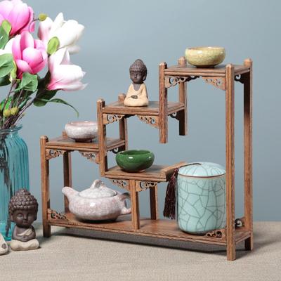 新中式实木鸡翅木小博古架微型家居客厅酒柜茶室办公室装饰品摆件