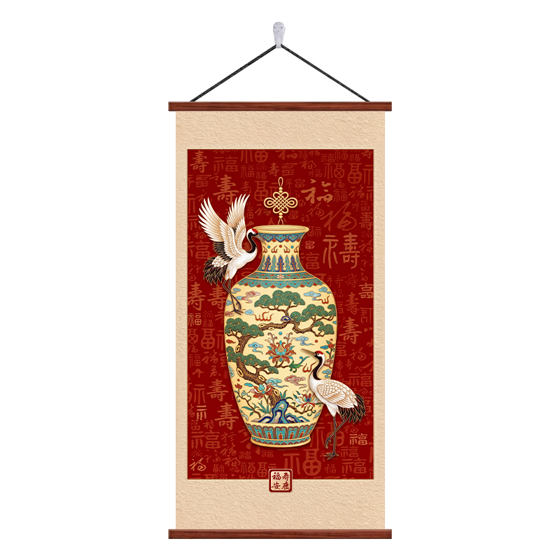 新中式入户玄关挂画金玉满堂壁画