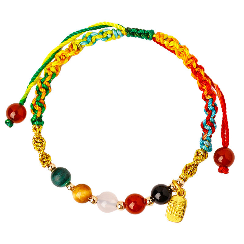 普陀山端午节五彩绳手链手工编织古法传统五彩线五路财神2026新款