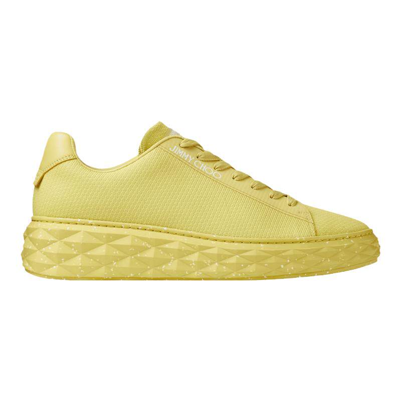 JimmyChoo/周仰杰男鞋仿钻石厚底低帮系带黄色编织运动鞋