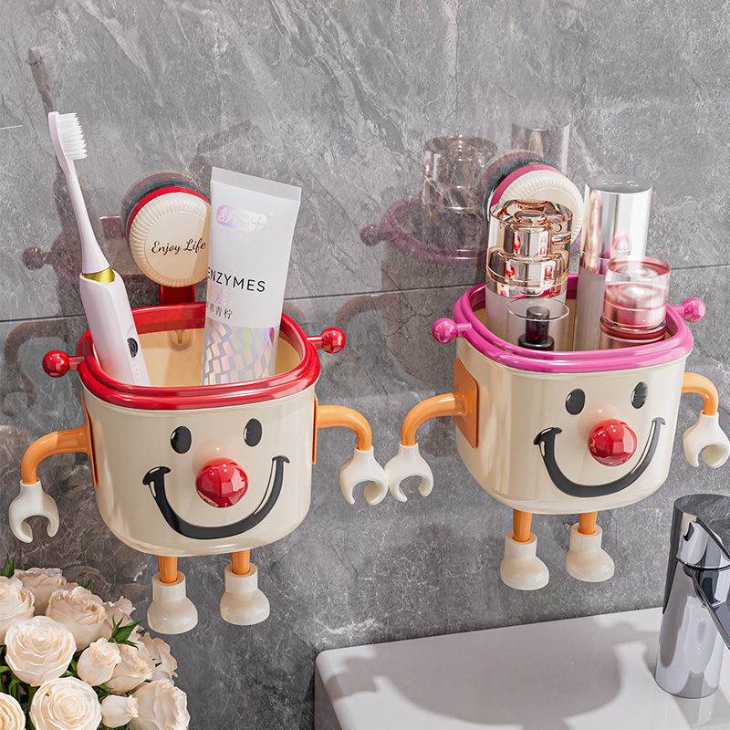 吸盘化妆室置物架浴室牙刷牙膏梳子墙上收纳盒厕所各种神器免打孔