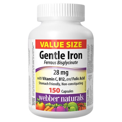 webbernaturals伟博温和铁元素孕妇女士日常补充含叶酸B12 150粒