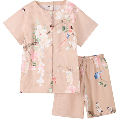 纯棉前后开艾灸服加胸垫SPA衣服