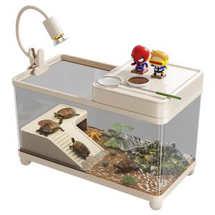 乌龟饲养缸生态造景家用带盖小型别墅爬台底部排水专用箱巴西龟缸