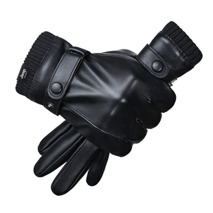 JEEP SPIRIT吉普皮手套女士冬季骑行加绒触屏电瓶车加厚保暖手套