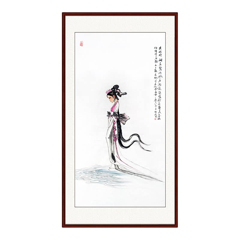 纯手绘手工中国画真迹人物画过道书房竖幅中堂画挂画仕女画洛神图