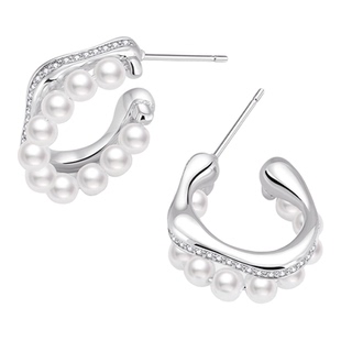 AJIDOU阿吉豆耳环女款珍珠耳钉耳扣轻奢配饰品半环耳饰高级感耳圈