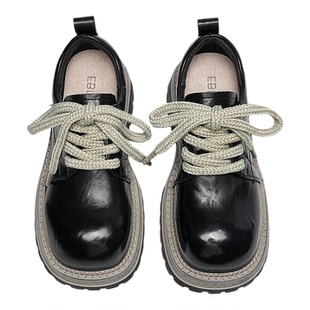 EBLAN/伊伴厚底增高德比鞋女2026春季新款英伦风马丁小皮鞋乐福鞋