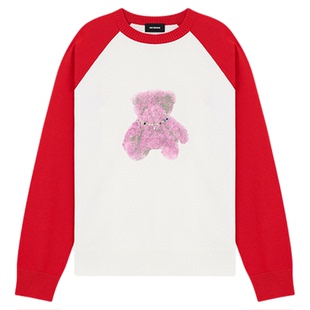 WE11DONE男女同款插肩泰迪小熊针织毛衣街头感潮流休闲