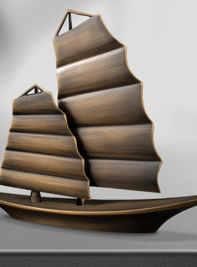 黄铜一帆风顺家居客厅电视柜玄关装饰品办公室帆船摆件开业礼品