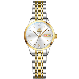 欧利时正品女士全自动机械表轻奢钢带手表夜光防水气质瑞士腕表女