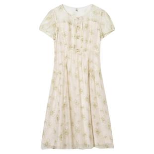 奥莱专柜品牌撤柜正品 HF夏装2025新款 简洁大方中长裙短袖连衣裙