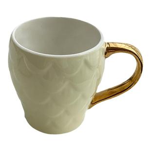 安木良品 大厂订单 韩国极简轻奢镀金把陶瓷水杯子早餐咖啡马克杯