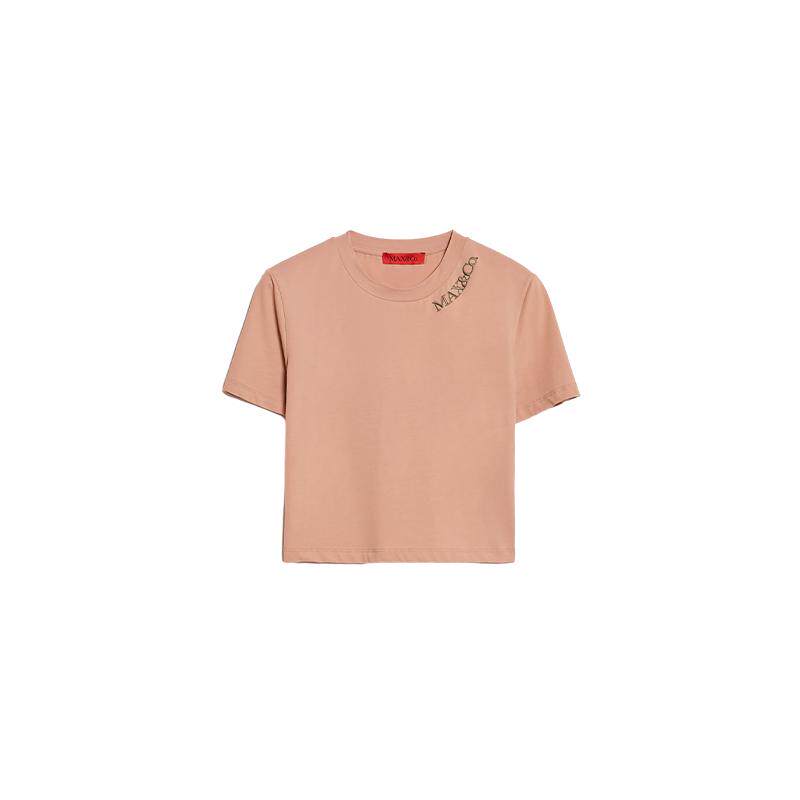 MAX&Co.女装修身刺绣短款T恤圆领短袖上衣6941094402