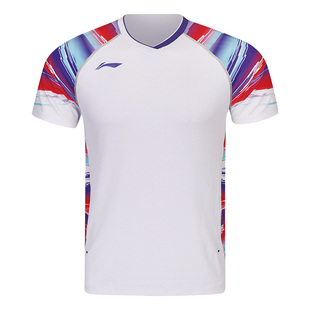 李宁正品羽毛球服男女同款速干透气比赛训练短袖运动服AAYW041