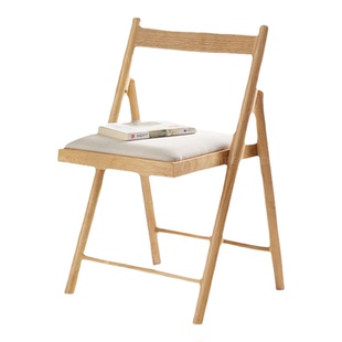 实木折叠软包餐椅橡木休闲靠背椅餐桌椅子餐厅家用阳台原木折叠椅