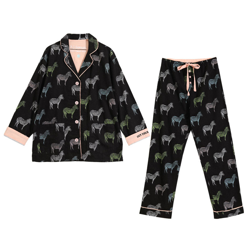 PJS情侣纯棉磨毛卡通印花家居服
