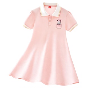 迪士尼女童裙子夏装2026新款中大童衣服女孩POLO裙童装儿童连衣裙