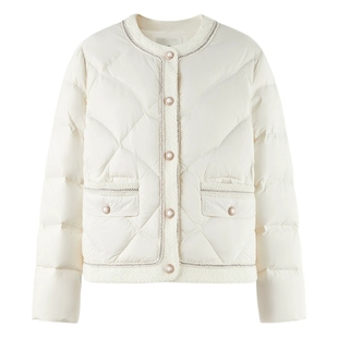 秋水伊人经典简约圆领H型羽绒服2025年冬季新款短款时尚保暖上衣