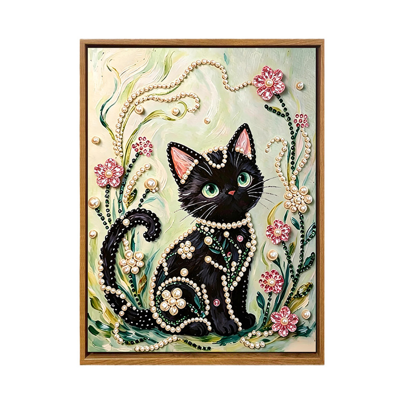 治愈简约花卉猫咪DIY钻石珍珠画