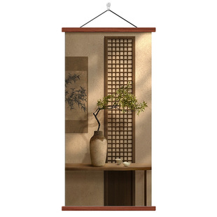 新中式入户门玄关装饰画宋代美学走廊过道挂画禅意茶室布置高级感