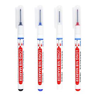 长头记号笔防水防油不掉色勾线笔油漆笔瓷砖木工工地专用深孔划线黑色白色记号笔加长长嘴细头标记特殊用途