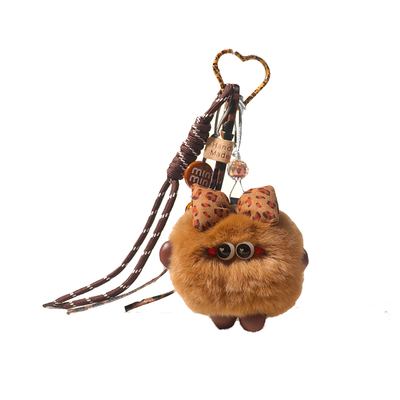 真獭兔毛小面包包包挂饰钥匙挂件