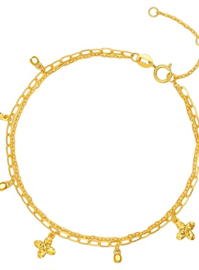 18K镀金四叶草四芒星碎冰冰手链