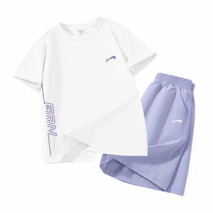 贵人鸟童装运动套装女童2026夏新款儿童速干衣跑步服短袖短裤夏装
