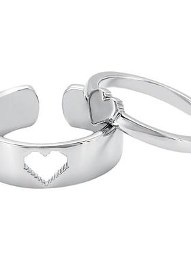 zeroline爱心情侣对戒纯银戒指女