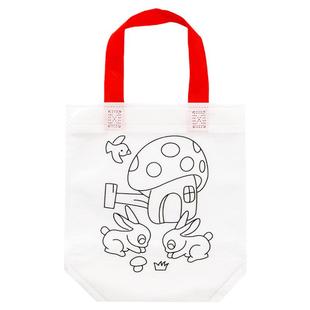 diy环保袋子填色涂鸦包儿童手工制作涂色材料白色空白帆布袋手绘