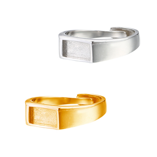 国潮光面马鞍戒指空托男女方形戒托空托蜜蜡翡翠绿松石戒托5*10mm