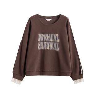 高级感设计感蕾丝拼接卫衣女春秋2026新款宽松薄款假两件上衣外套